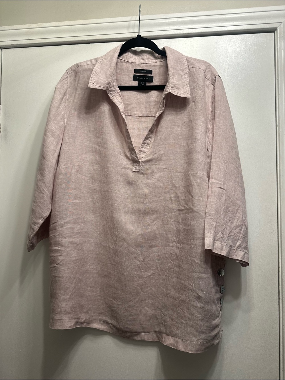 Tahari 100% Linen V-Neck Tunic